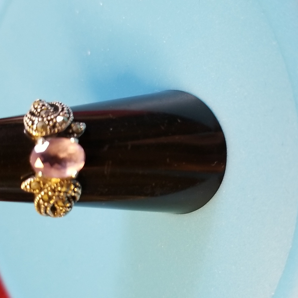 925 silver amethyst marcasite ring.